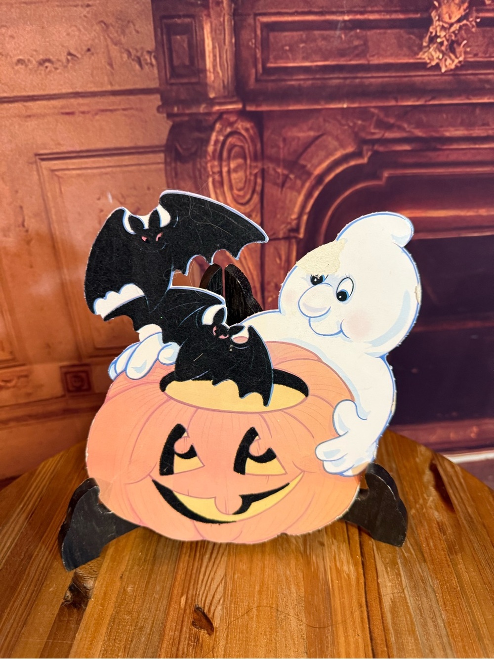 Vintage Halloween Felted Paper Ghost Bats Pumpkin Classic 2 sided Die Cut - Picture 5 of 11